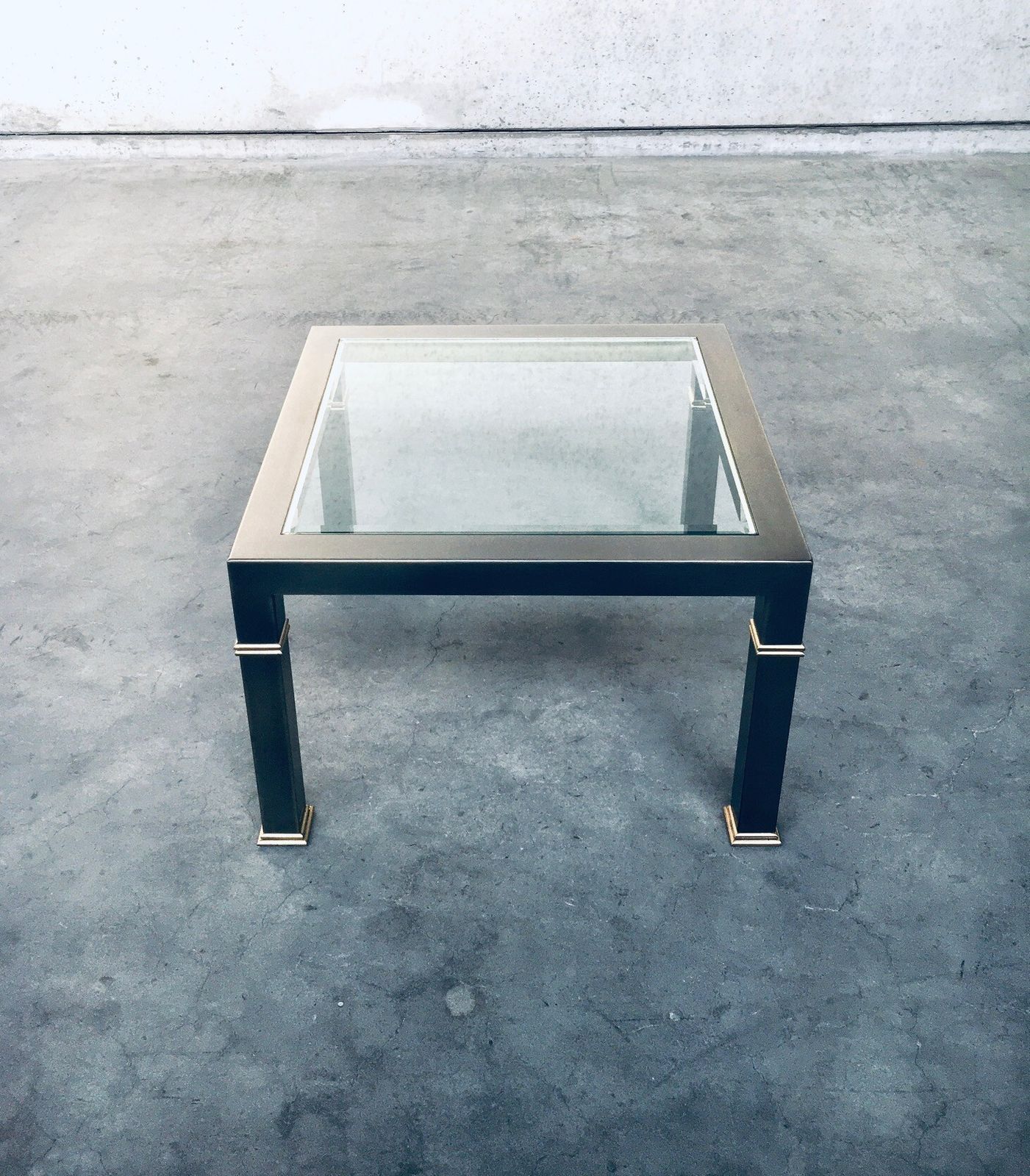 Post Modern Design Brushed Metal Coffee Table By Belgo Chrom 1980s photo buy