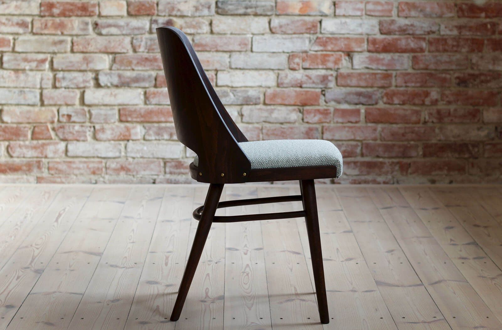 Furniture Set Of 4 Dining Chairs By Radomir Hofman For Ton, Model 514, Reupholstered In Creamy Mint Boucle By Sahco photo