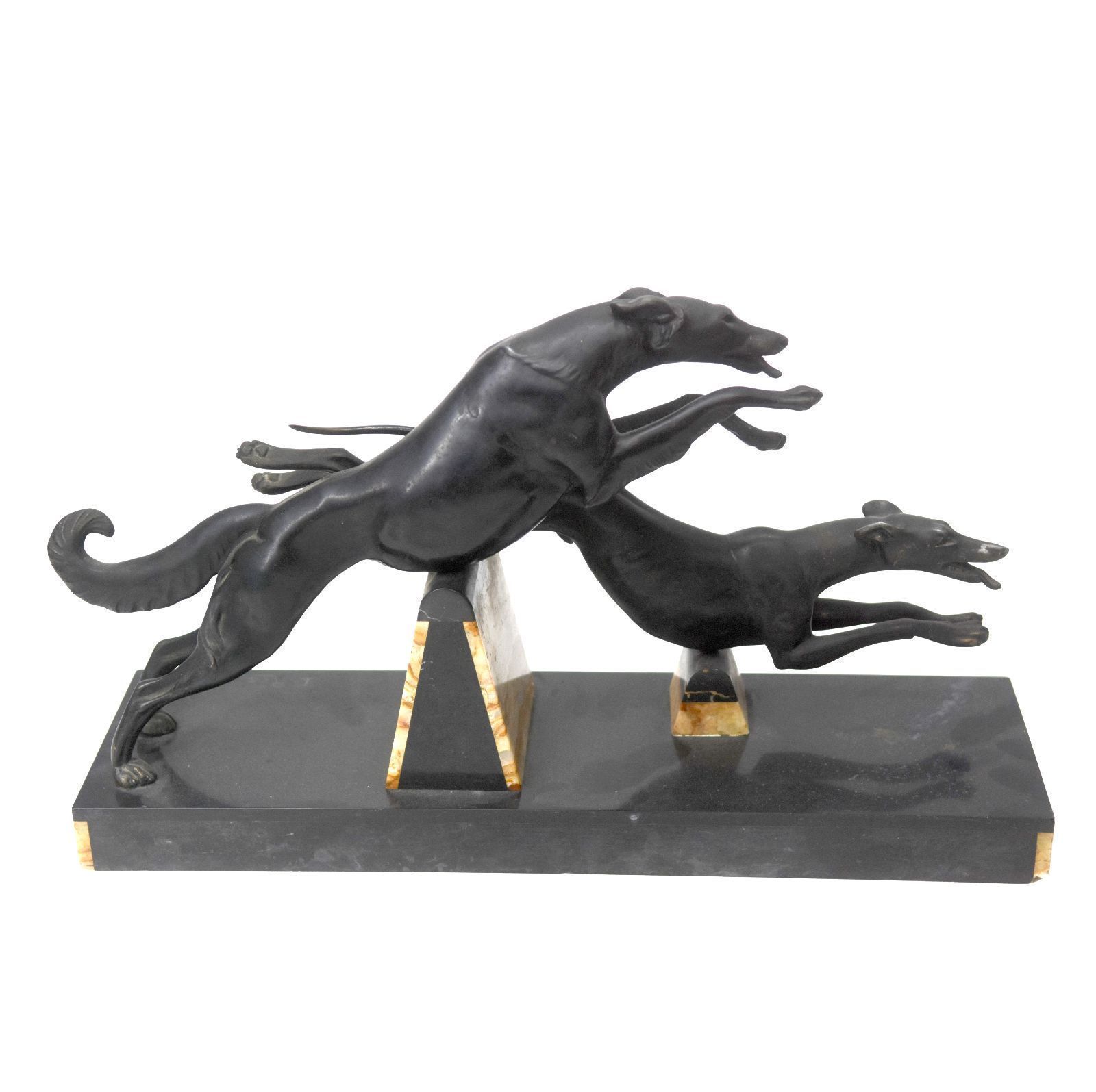 1930 Sculpture Of Irénée Rochard With Greyhound Racing Dogs photo for sale