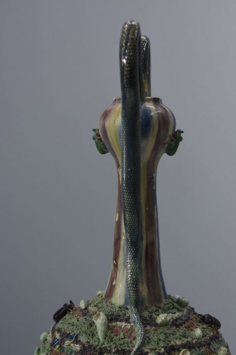 Ceramic Vase With Snake In The Spirit Of Bernard Palissy photo vintage