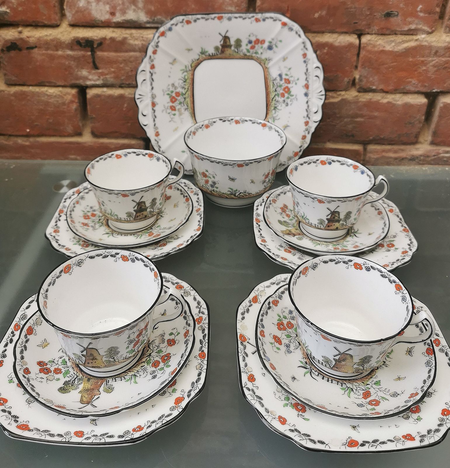 Melba Ware Hand Painted Windmill Art Deco Part Tea Set photo furniture