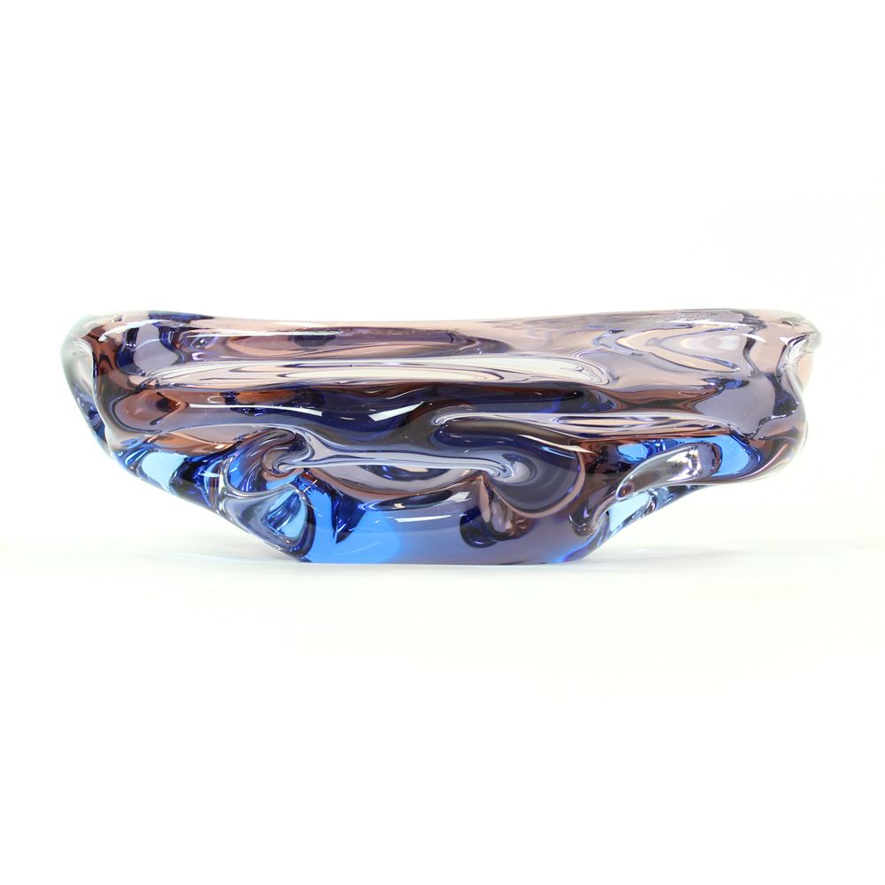 Art Glass Bowl In Blue By Jan Beranek For Skrdlovice, Czechoslovakia, Circa 1960 photo vintage