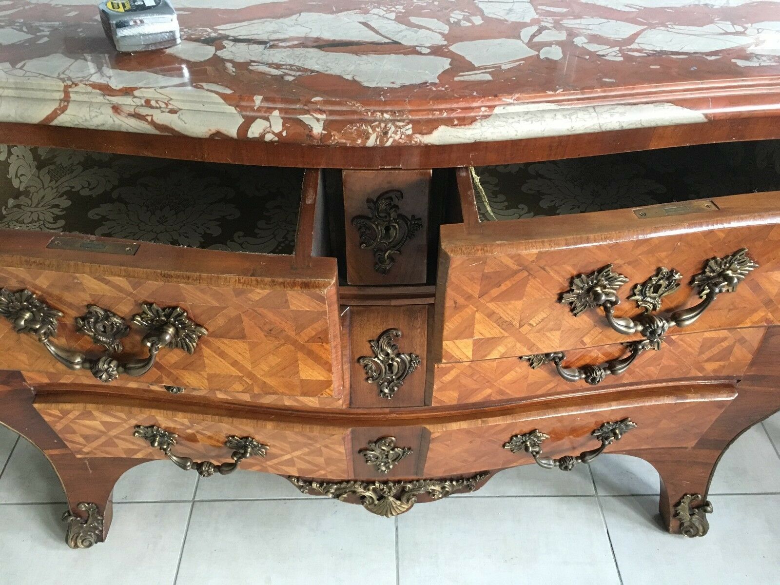 Louis XIV Style Tomb Chest Of Drawers Marquetry Chest Of Drawers Curved Chest Of Drawers Desk photo Furniture