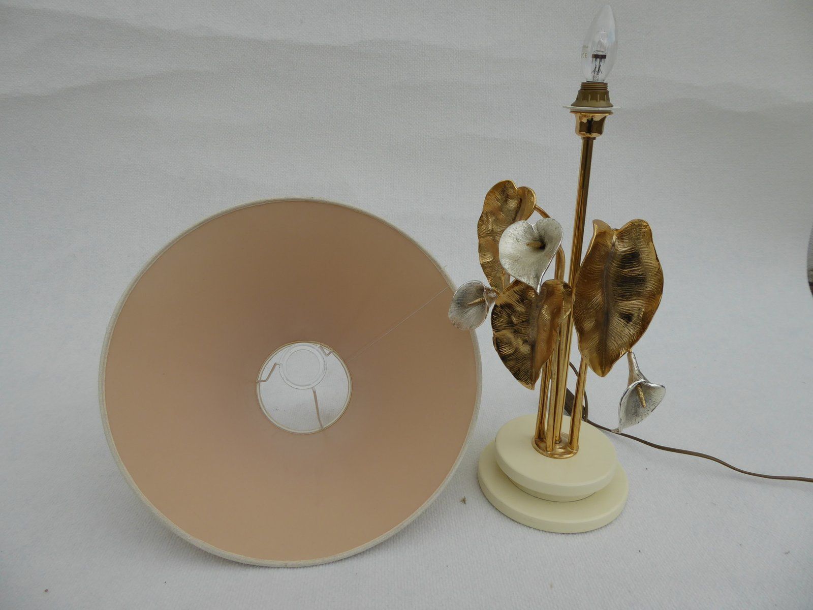 Mid Century Gold And Silver Plated Lamp By Lanciotto Galeotti For L'originale photo vintage
