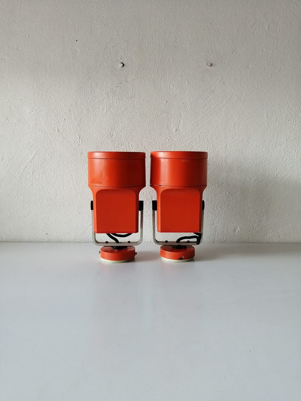 Unispot Orange Metal Pair Of Spot Wall Lamps By Louis Poulsen, 1970s Denmark photo furniture