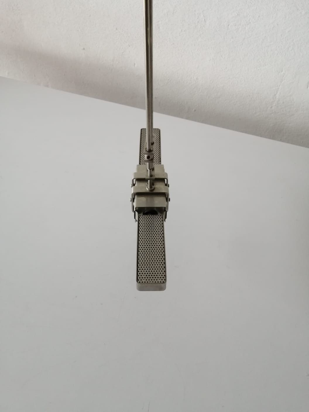 Relco Industrial Style Double Socket Linear Suspension Lamp, 1970s Milano Italy photo for sale