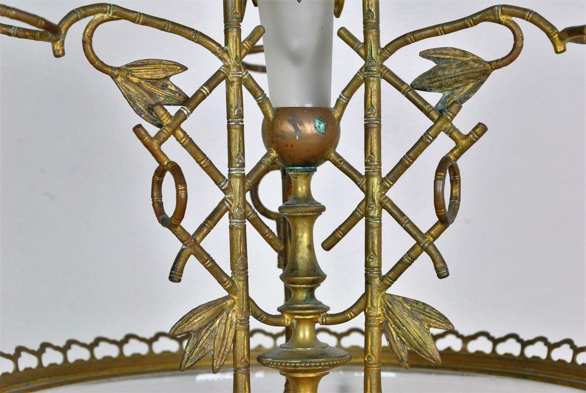 Centerpiece In Bronze And Glass, Bamboo And Elephant Heads, Att Giroux, 19th Century photo vinterior