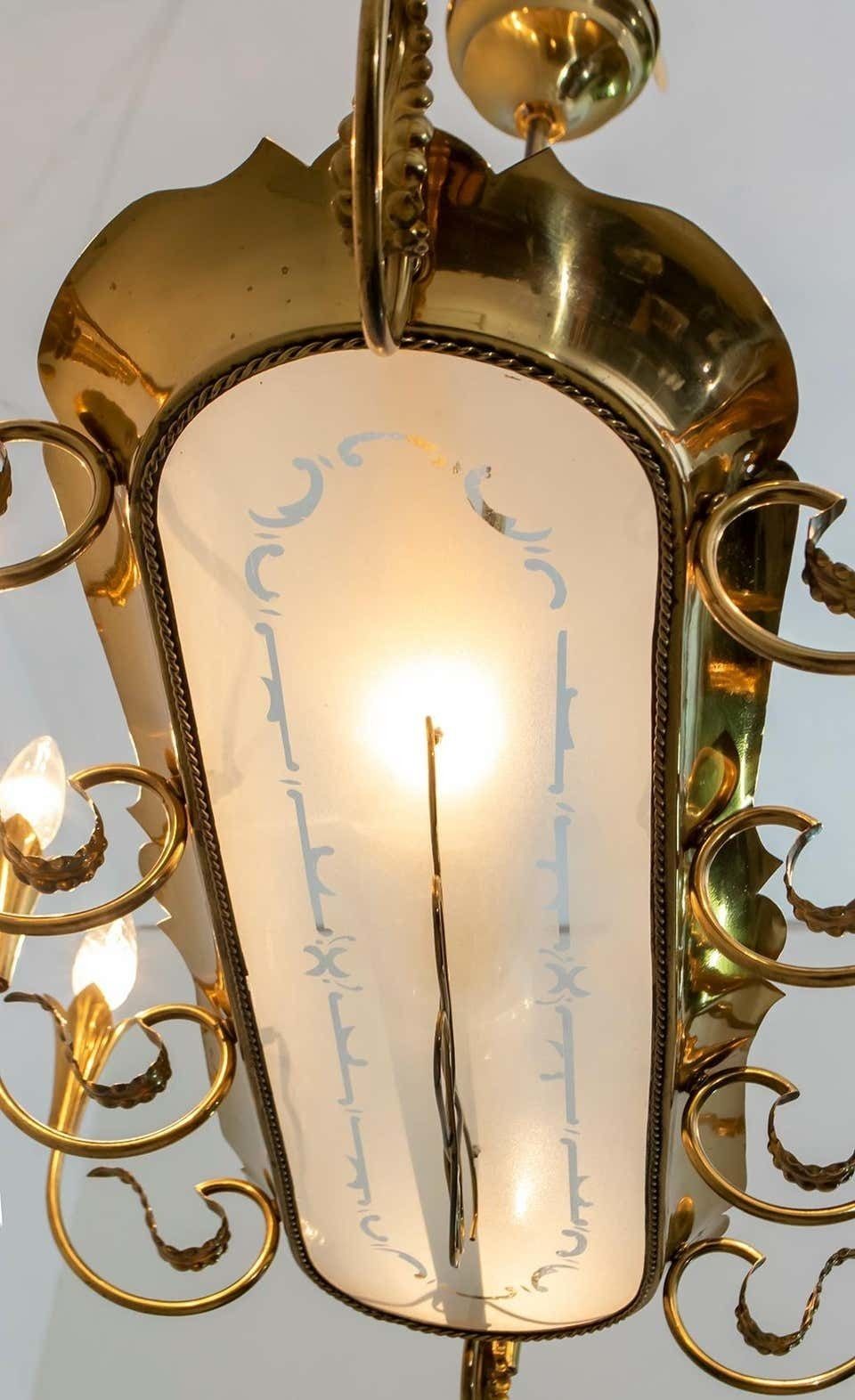 photo furniture After Pietro Chiesa Mid Century Italian Brass 12 Lights Candelier Fontana Arte 40s