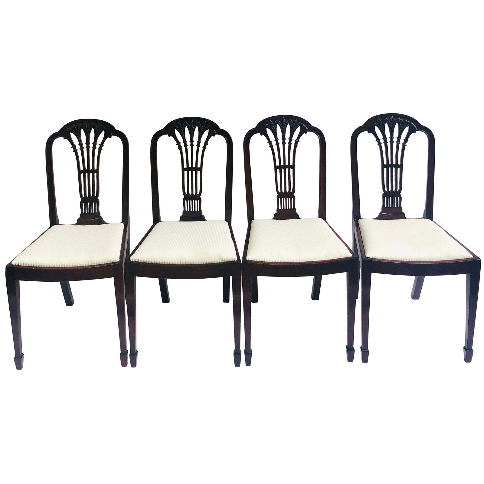 Quality Set Of Four Antique Mahogany Carved Dining Chairs