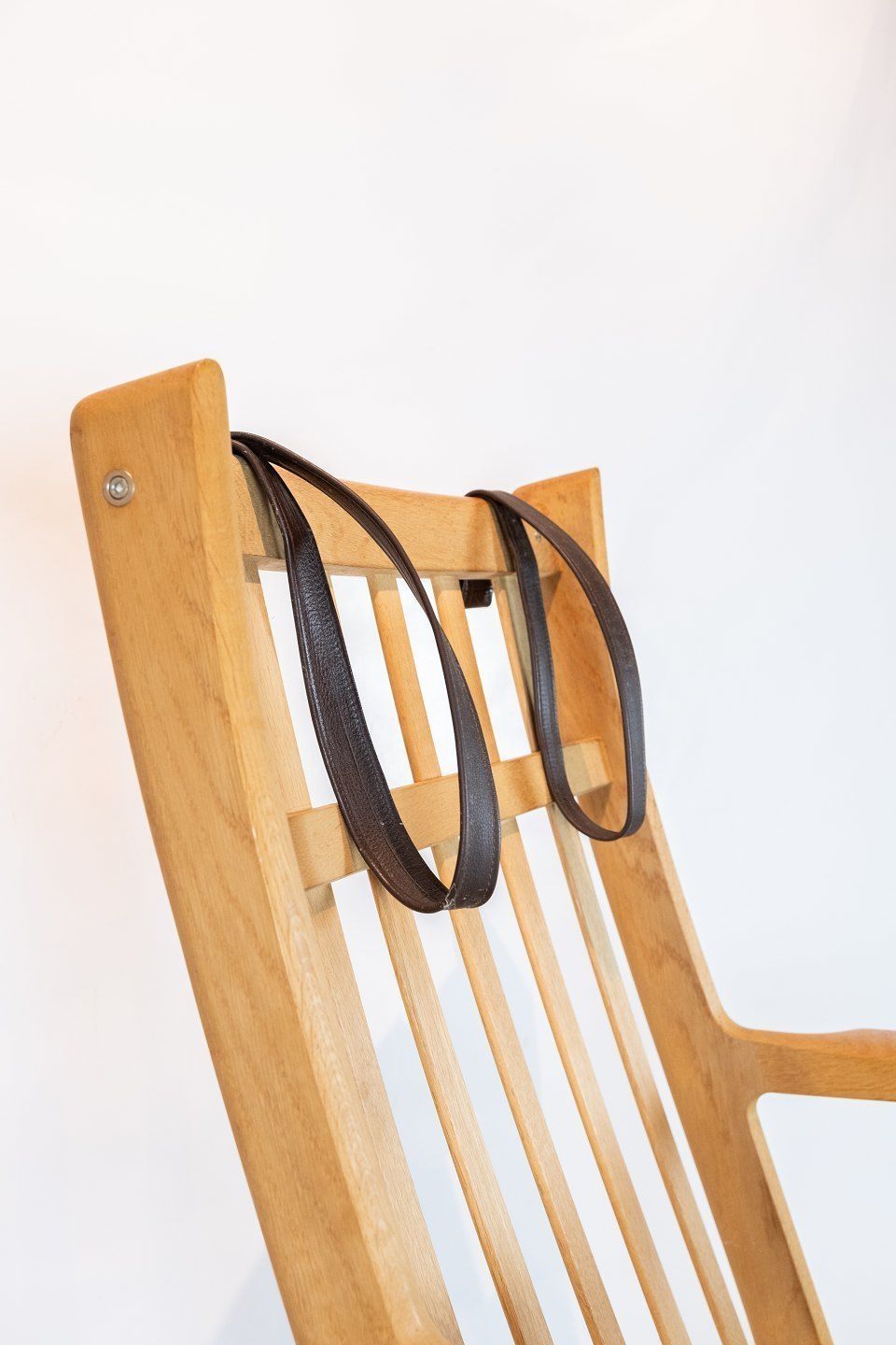 High Armchair In Oak And Red Wool Fabric By Hans J. Wegner And Getama From The 1960s. photo buy