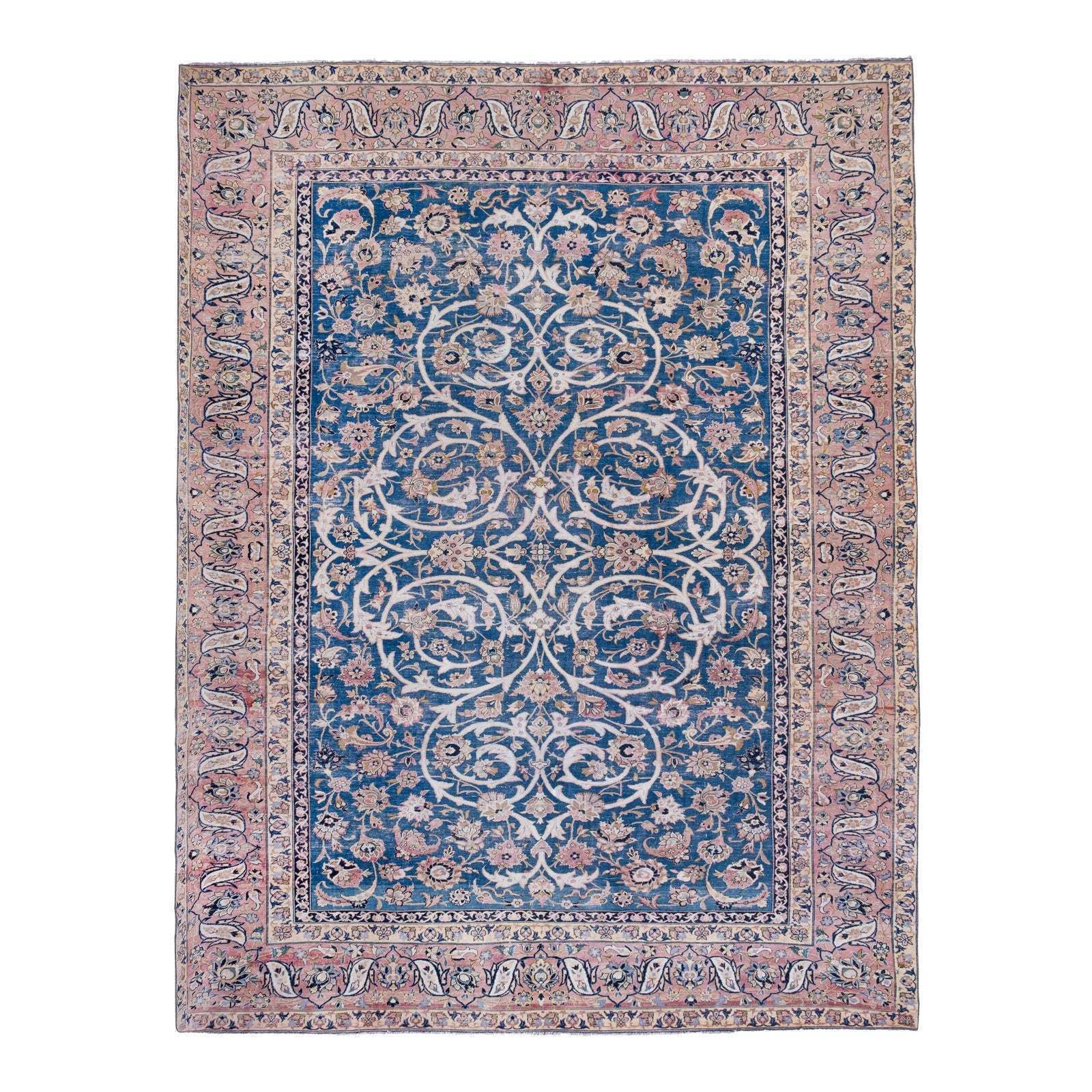 Hand Knotted Contemporary Large Turkish Oushak Rug With Mid Century Modern Style In Blue Colors 308 X 400 Cm photo for sale