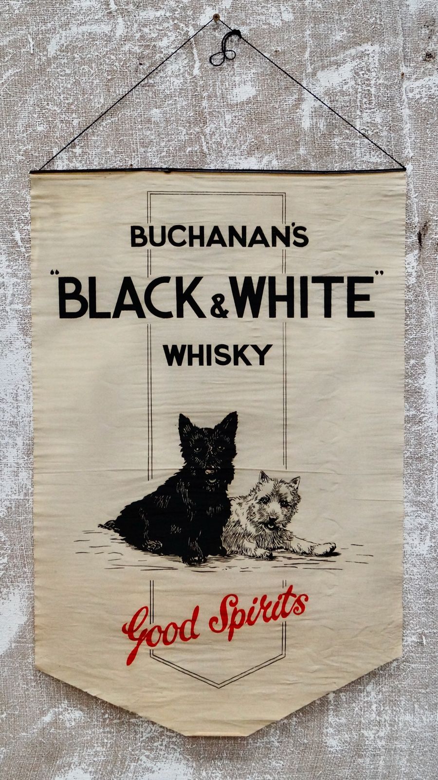 Rare Buchanan’s Black & White Whiskey Advertising Banner photo furniture