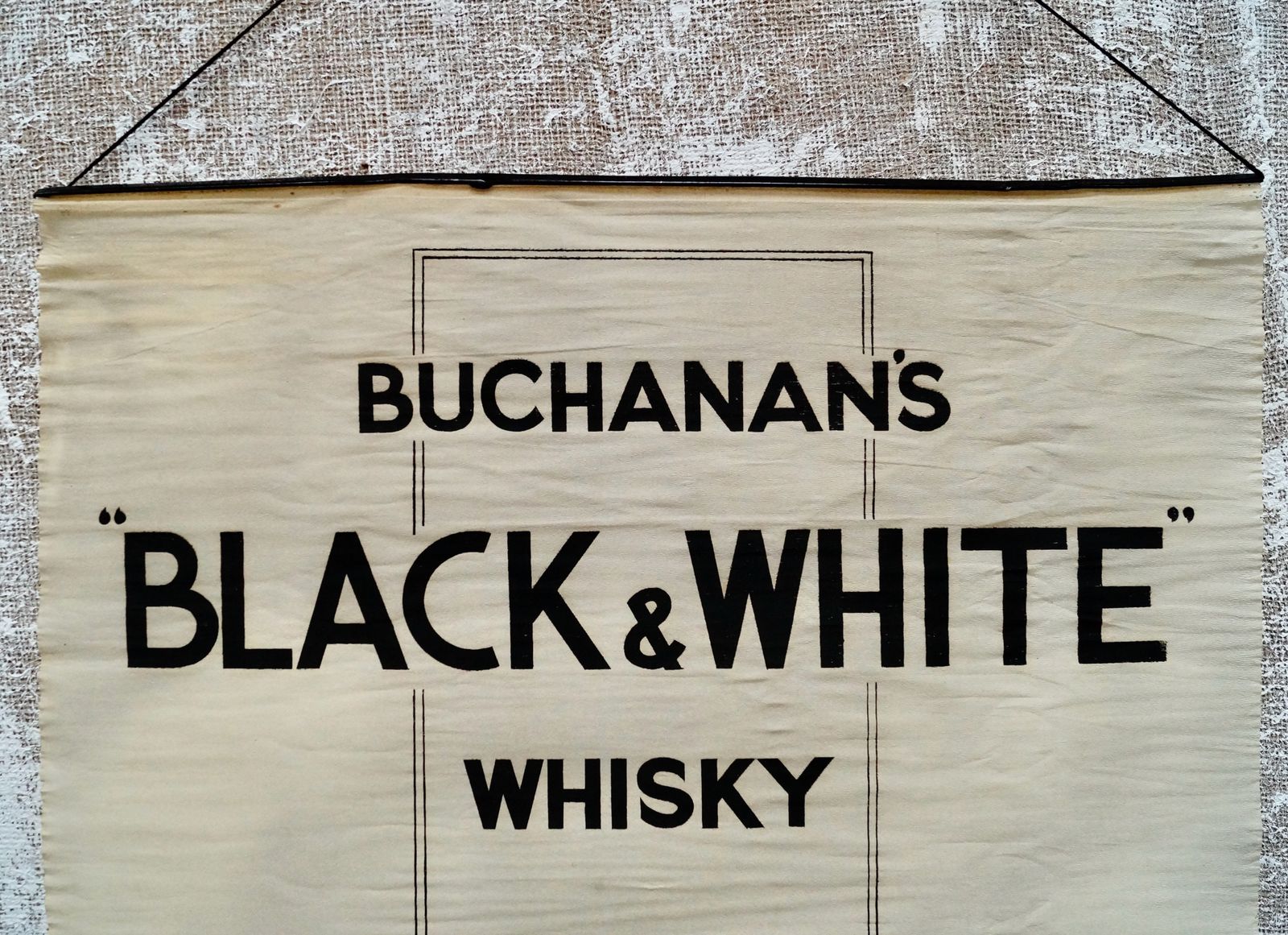 Rare Buchanan’s Black & White Whiskey Advertising Banner photo vintage