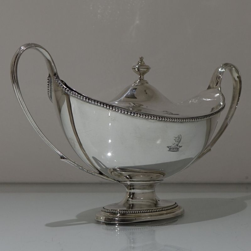 18th Century Antique George III Sterling Silver Pair Sauce Tureens London 1786 John Scofield photo vintage