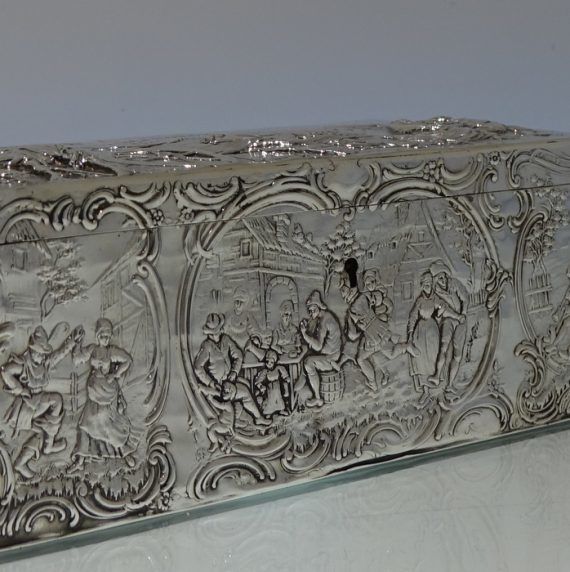 Early 20th Century Antique Silver Edwardian Import Marked Large Jewellery Casket Chester 1902 Berthold Muller photo vintage