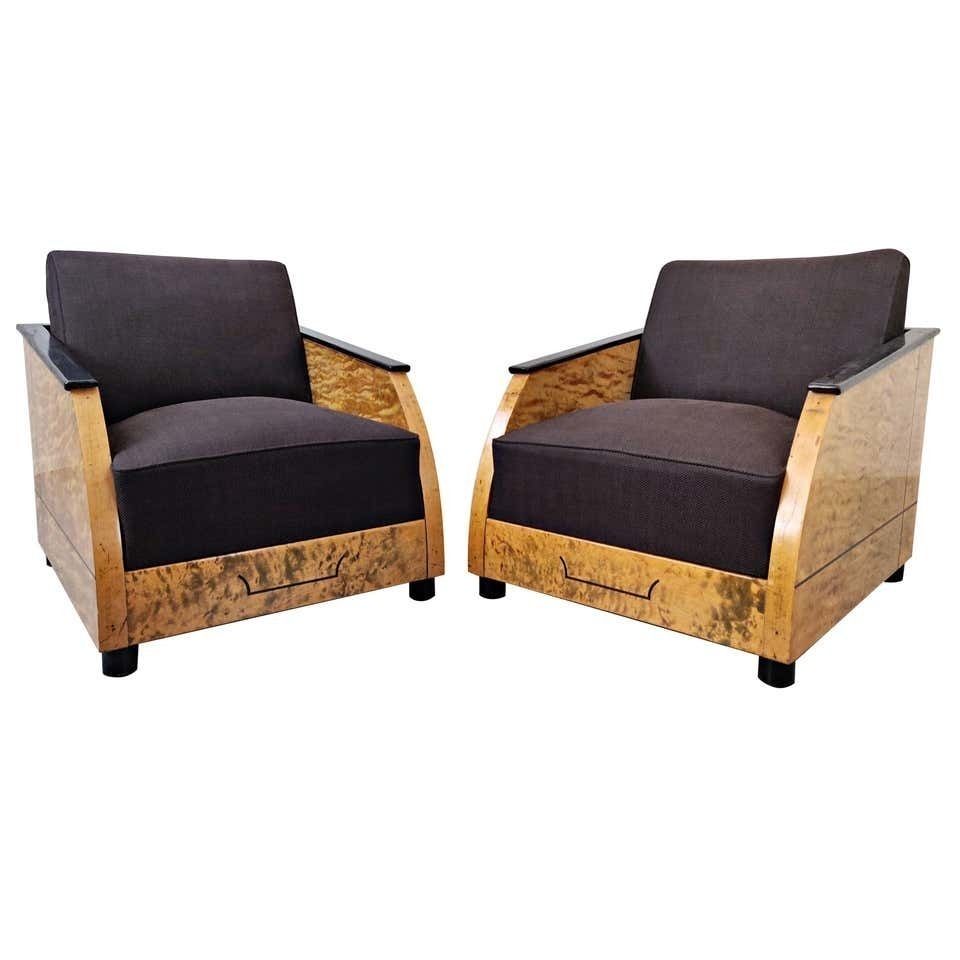 Pair Of Art Deco Club In Polished Burr Wood photo furniture