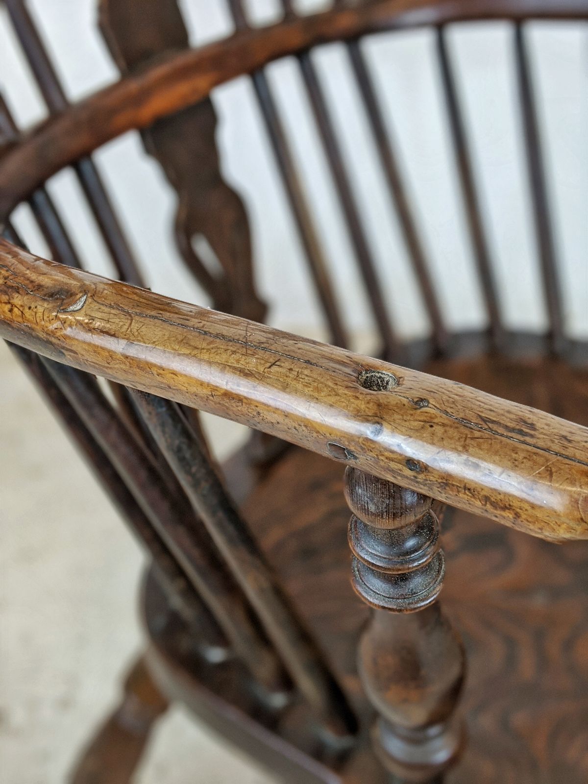 Antique Child's Windsor Chair, Yew And Elm, Crinoline Stretcher C.1830 photo buy