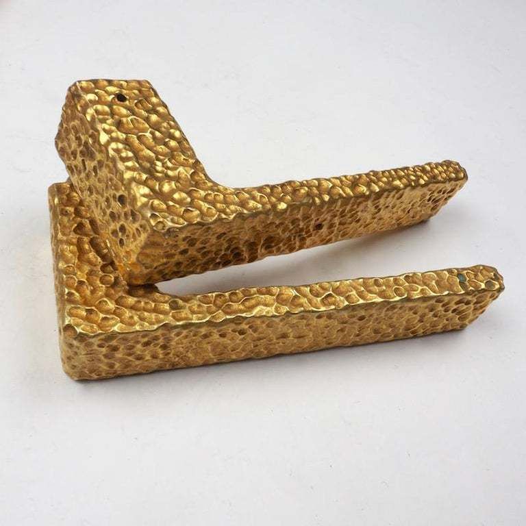 Three Sets Of French 1970s Gilt Door Handles With Matching Key Plates photo Home Decor