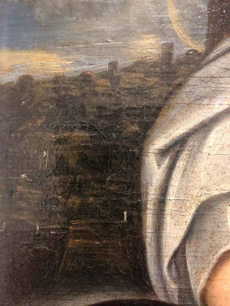 Spanish School Early 17th Century Oil Painting Of Christ And The Virgin Mary photo vintage