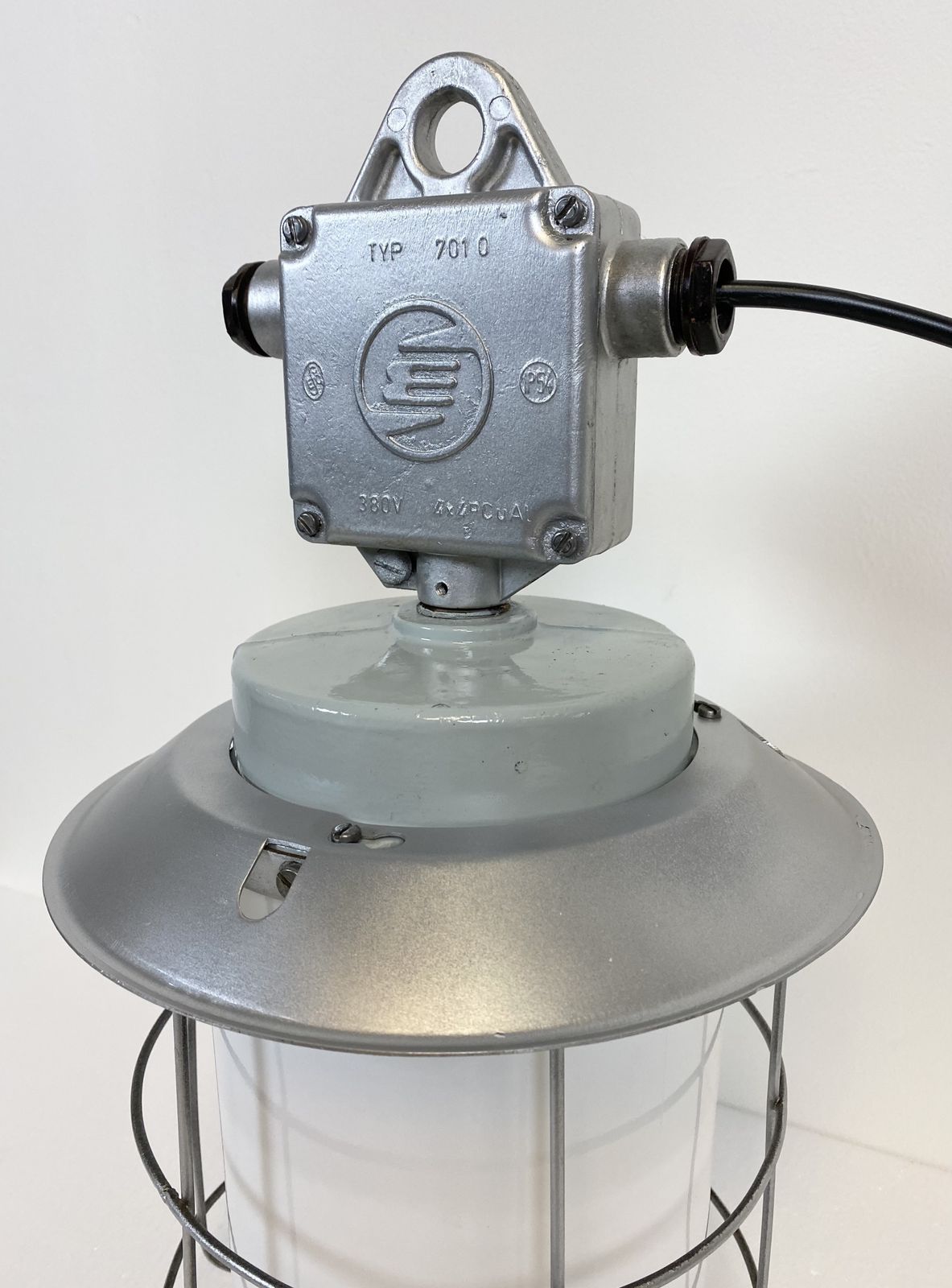 Vintage Industrial Aluminium Lamp With Milk Glass, 1970s, 12x photo vinterior