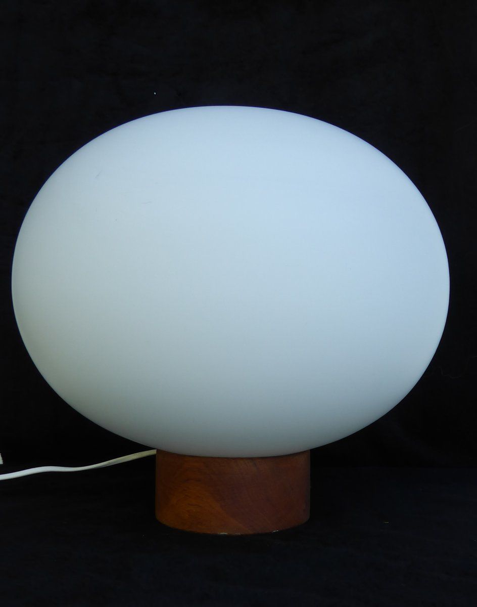 Large Mid Century Danish Table Or Ceiling Lamp In Teak & Satinated Milk Glass By Uno & östen Kristiansson For Luxus photo for sale