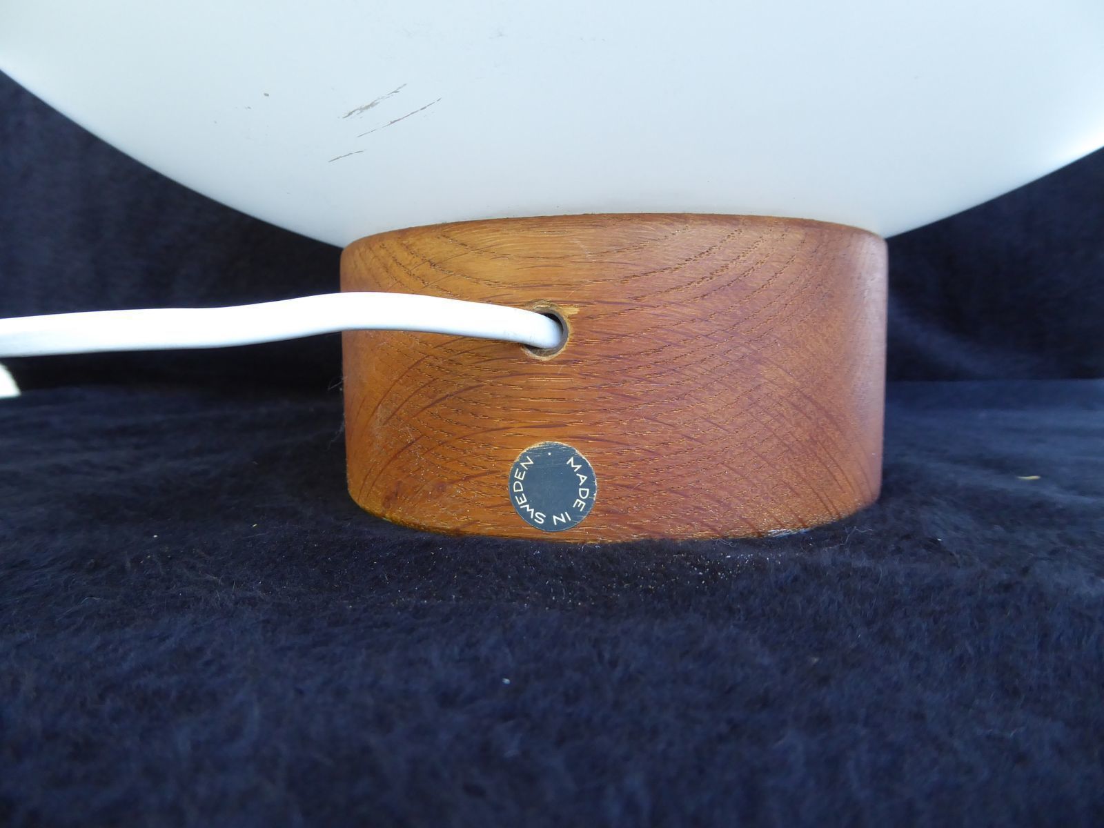 Large Mid Century Danish Table Or Ceiling Lamp In Teak & Satinated Milk Glass By Uno & östen Kristiansson For Luxus photo Lighting