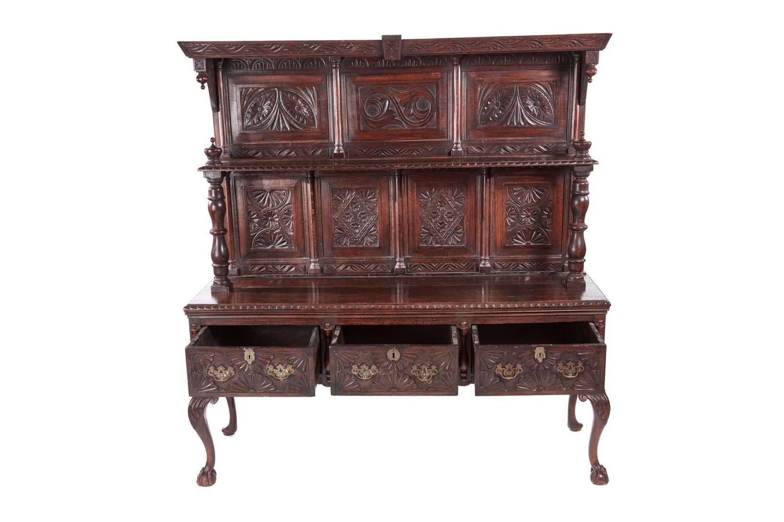 Fantastic 19th Century Antique Carved Oak Dresser photo furniture