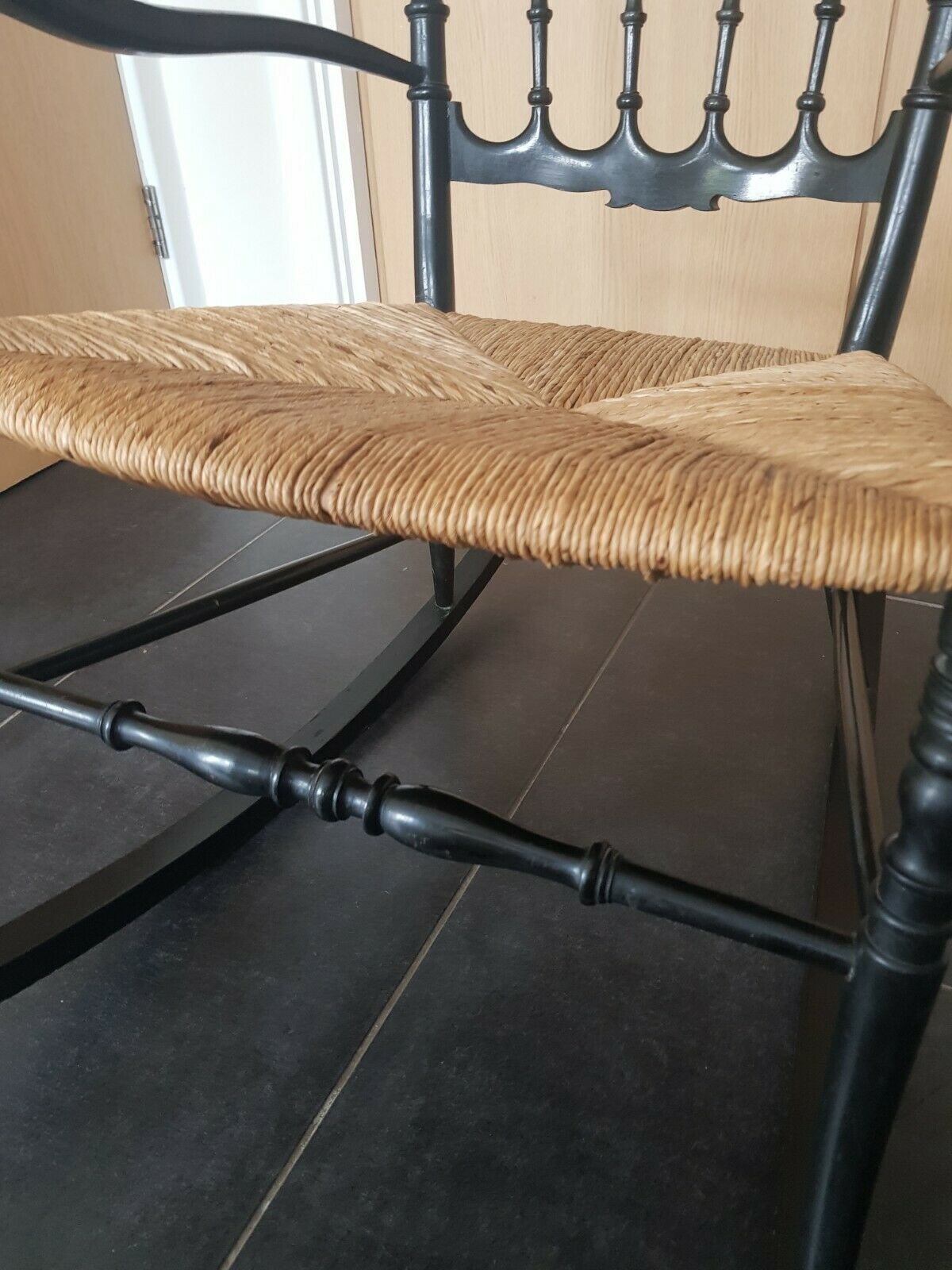 A Rare Italian Vintage Chiavari Ebonised Rocking Armchair 1950s photo Furniture