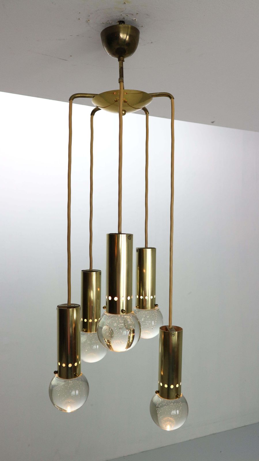 Gino Sarfatti Sp/ 16 For Arteluce Unique Brass Bubble Pendant Lamp, 1950, Italy photo for sale