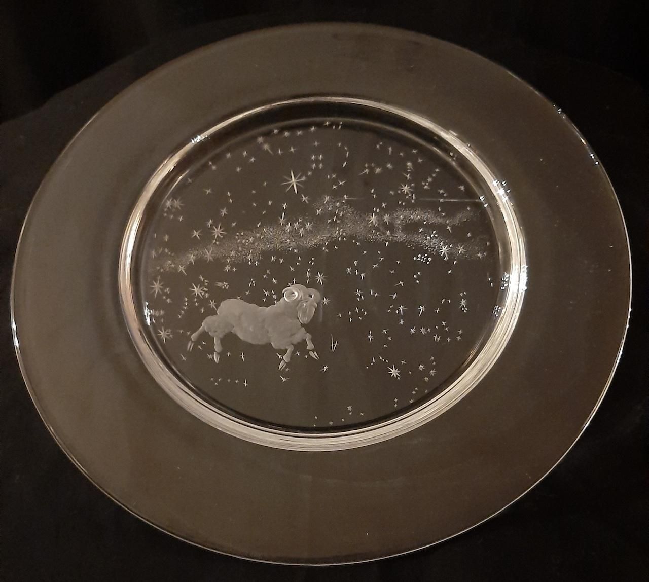 Set Of 12 "Constellation" Engraved Crystal Plates By Don Wier For Steuben Glass photo Home Decor