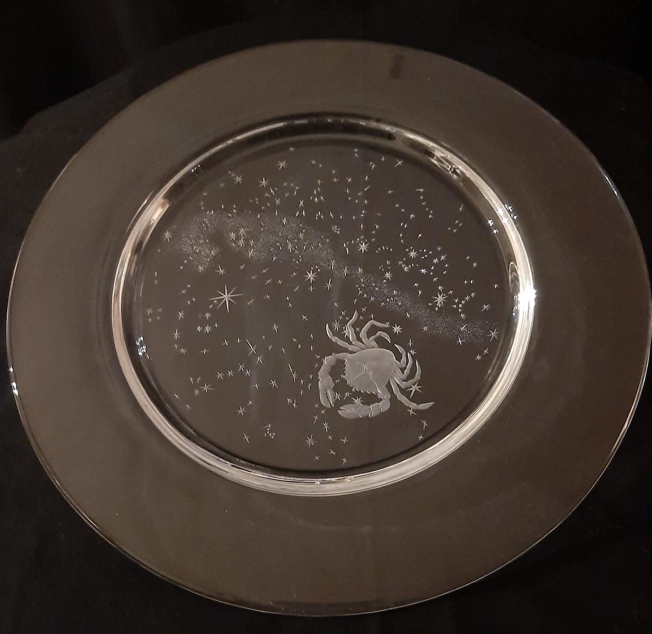 Set Of 12 "Constellation" Engraved Crystal Plates By Don Wier For Steuben Glass photo vinterior
