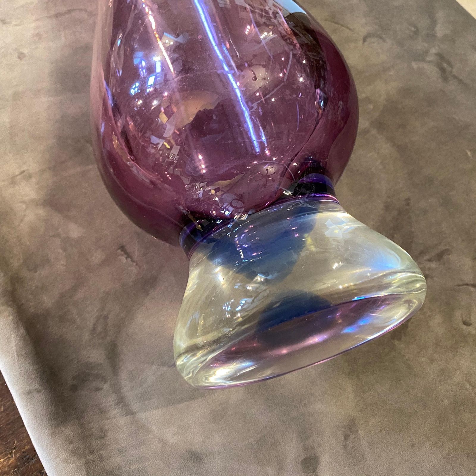 Home Decor Mid Century Modern Blue And Purple Murano Glass Tall Vase, Circa 1970 photo