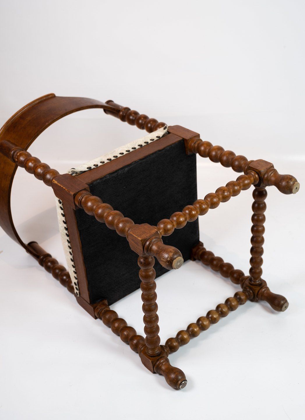 Armchair In Polished Oak And Upholstered With Light Fabric, From The 1890s. photo buy
