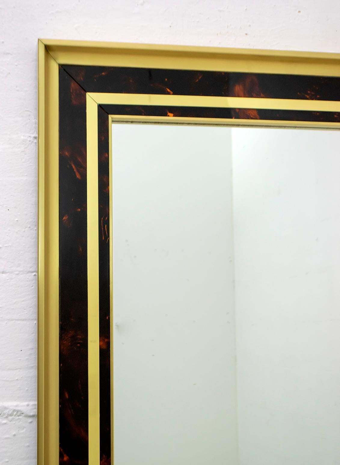 Sandro Petti Mid Century Italian Brass And Celluloid Mirror By Metal Art, 70s photo for sale