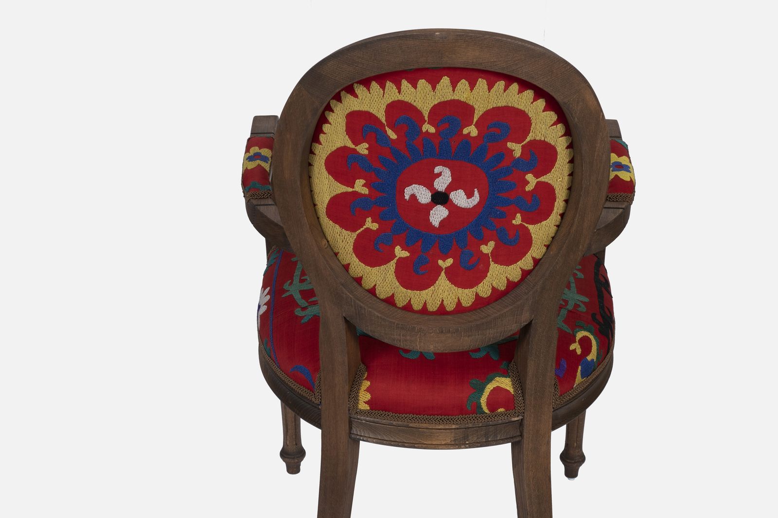 Furniture Set Of 6 Vintage Wooden Suzani Armchair Diningroom Chair With Bergere Style photo