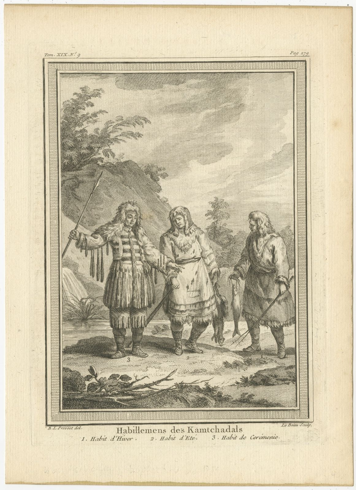 Antique Print Of Kamchadal Men By Prévost (1770)