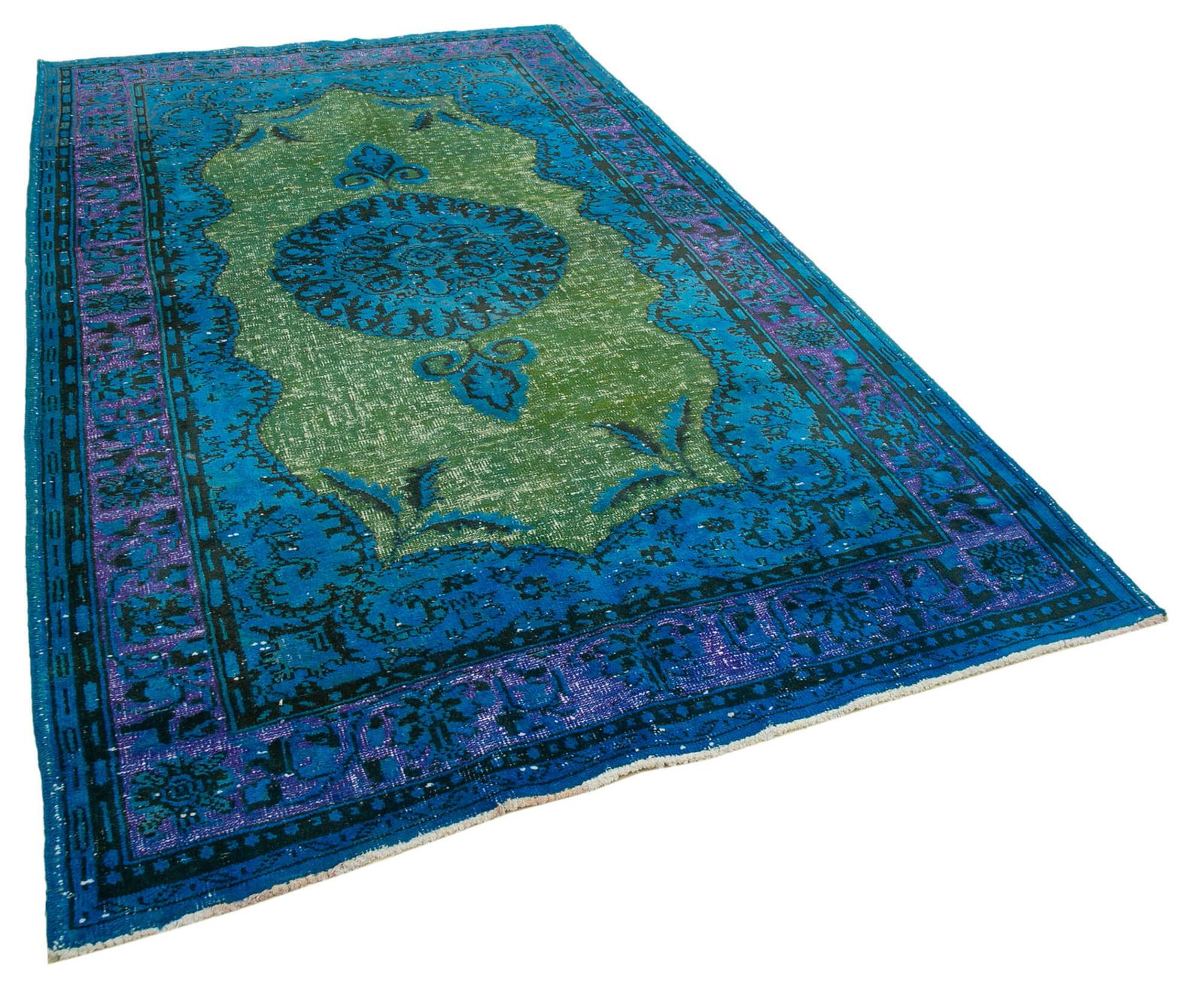 Handmade Contemporary Blue Overdyed Rug photo furniture