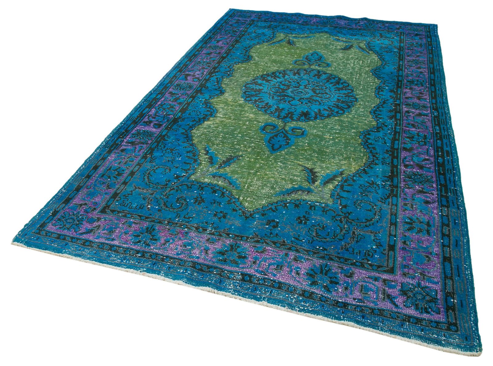 Handmade Contemporary Blue Overdyed Rug photo for sale