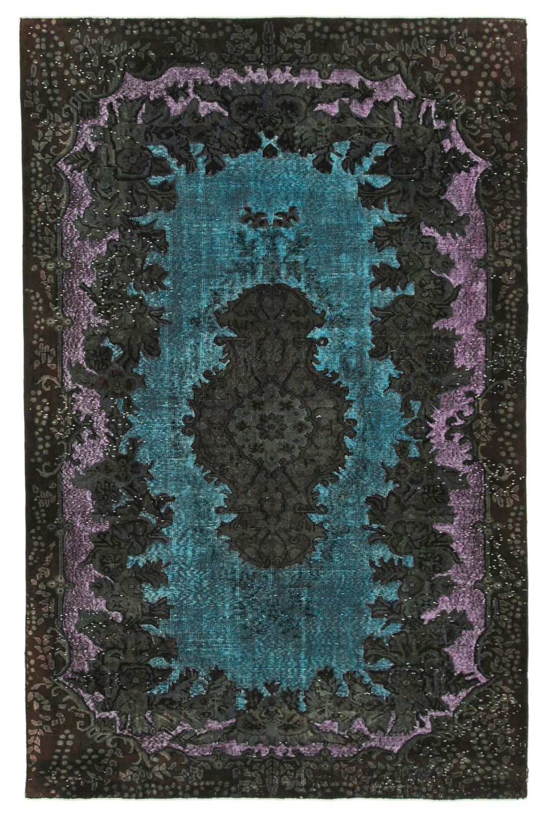 Handmade Hand Knotted Brown Overdyed Rug