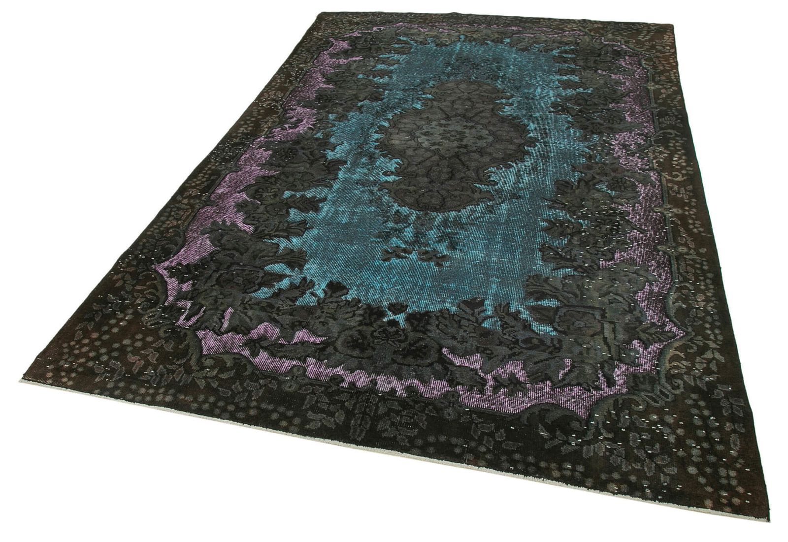 Handmade Hand Knotted Brown Overdyed Rug photo for sale