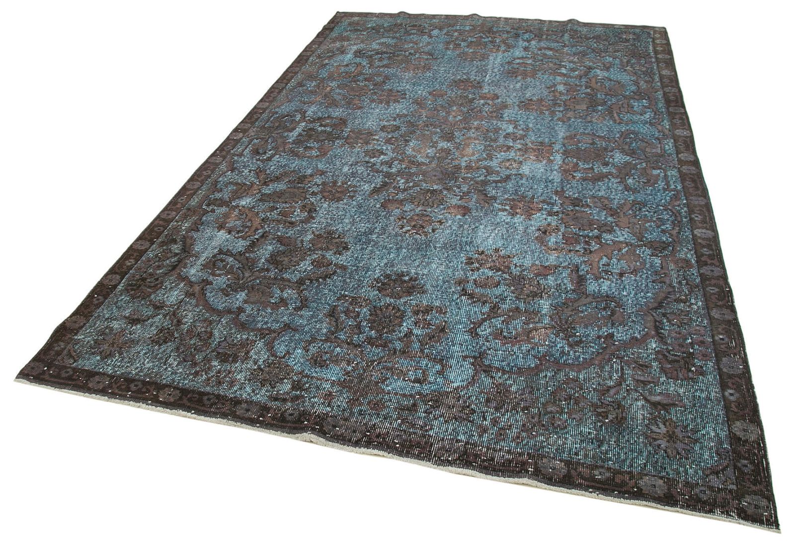 Handmade Anatolian Blue Overdyed Rug photo for sale