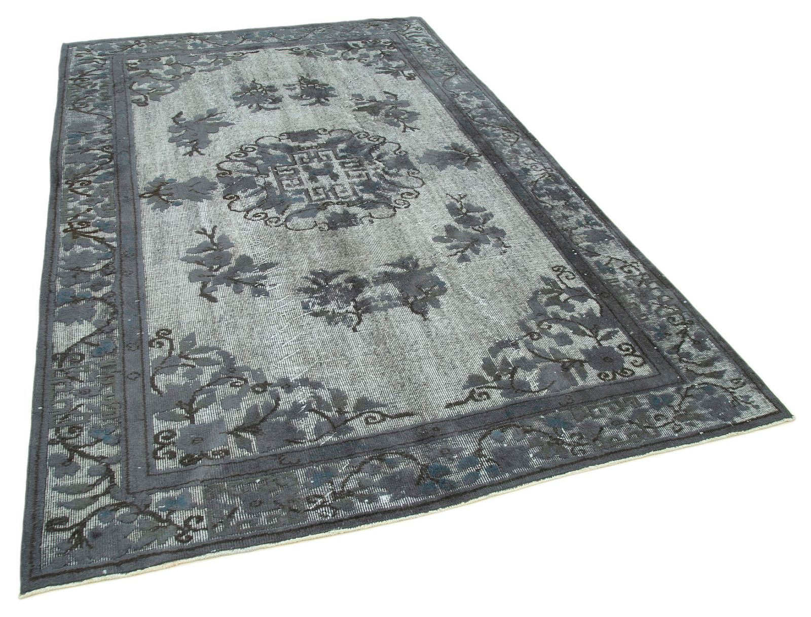 Handmade Contemporary Grey Overdyed Rug photo furniture