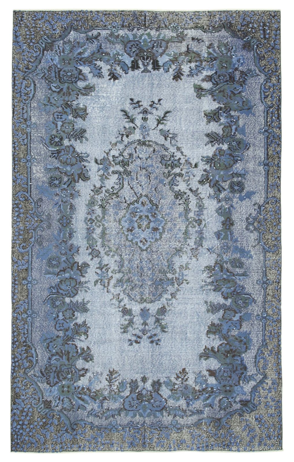 Handmade Hand Knotted Blue Overdyed Rug