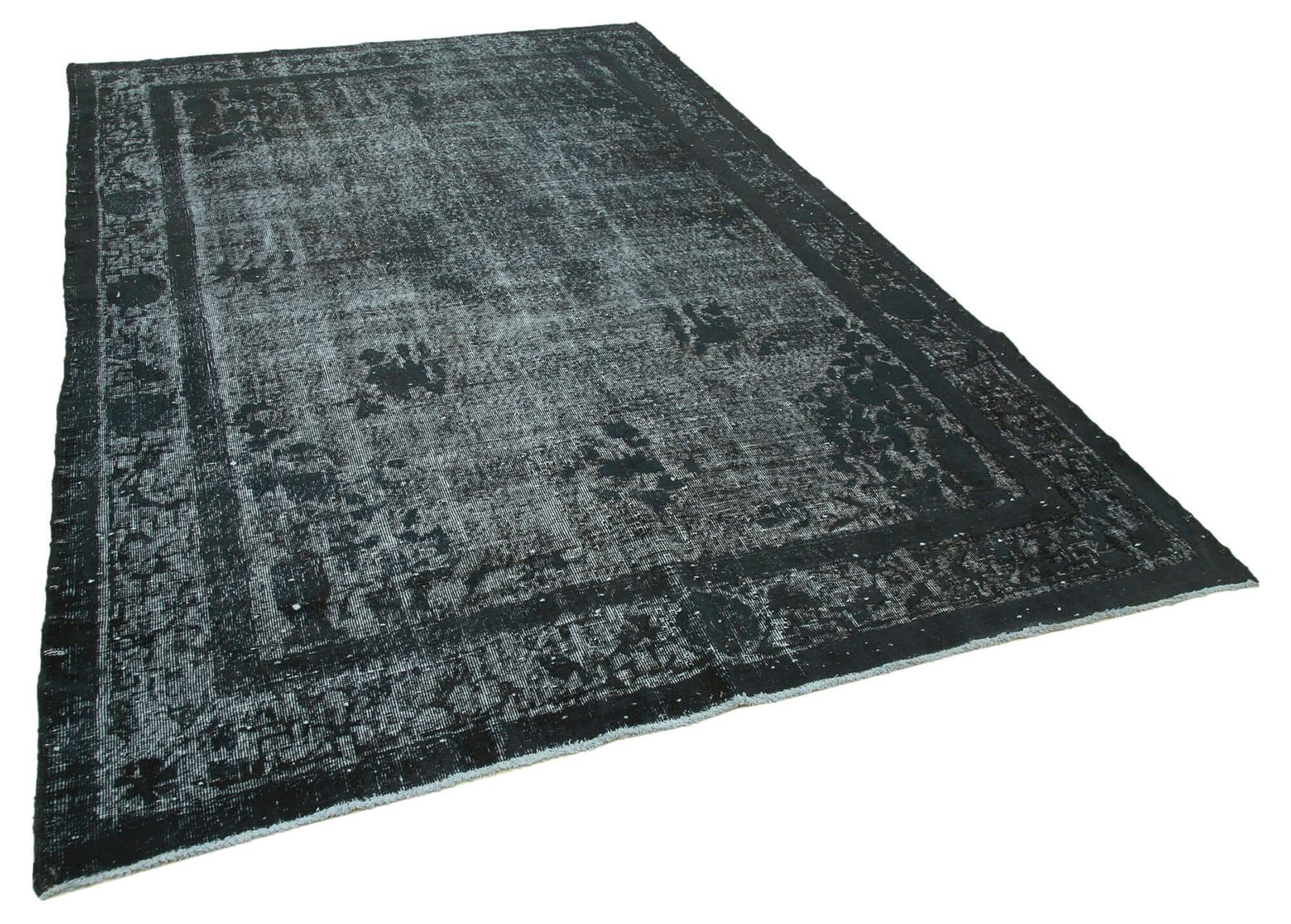 Handmade Hand Knotted Black Overdyed Rug photo furniture