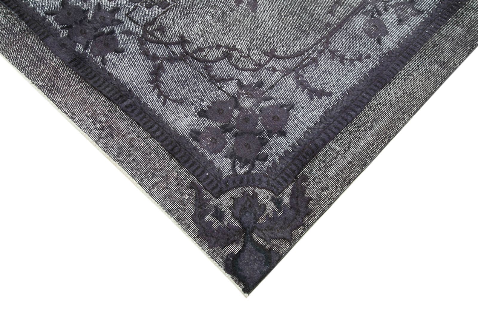 Handmade Hand Knotted Grey Overdyed Rug photo Textiles