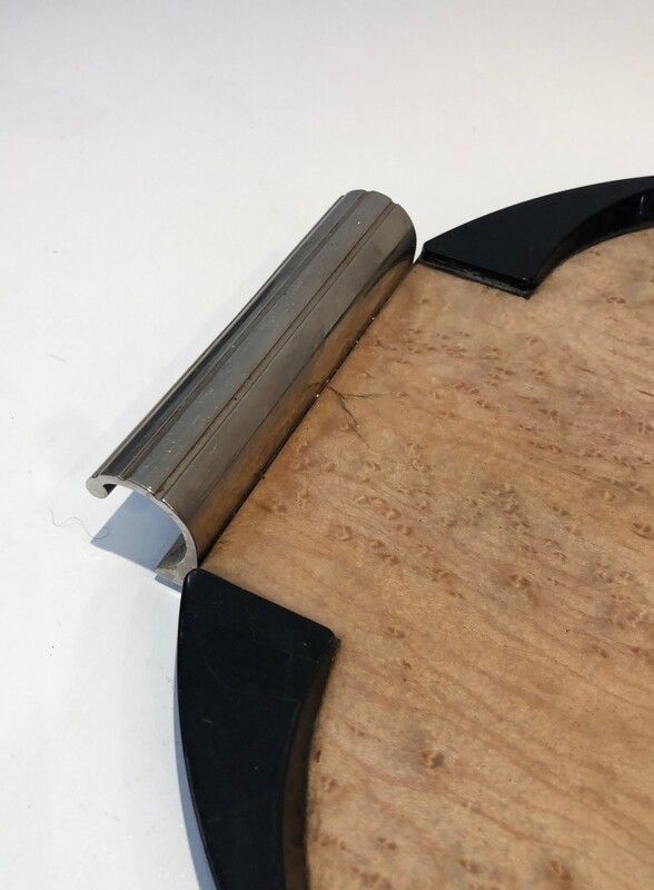 Art Deco Sycamore, Ebonised Wood And Chrome Tray photo 650.0