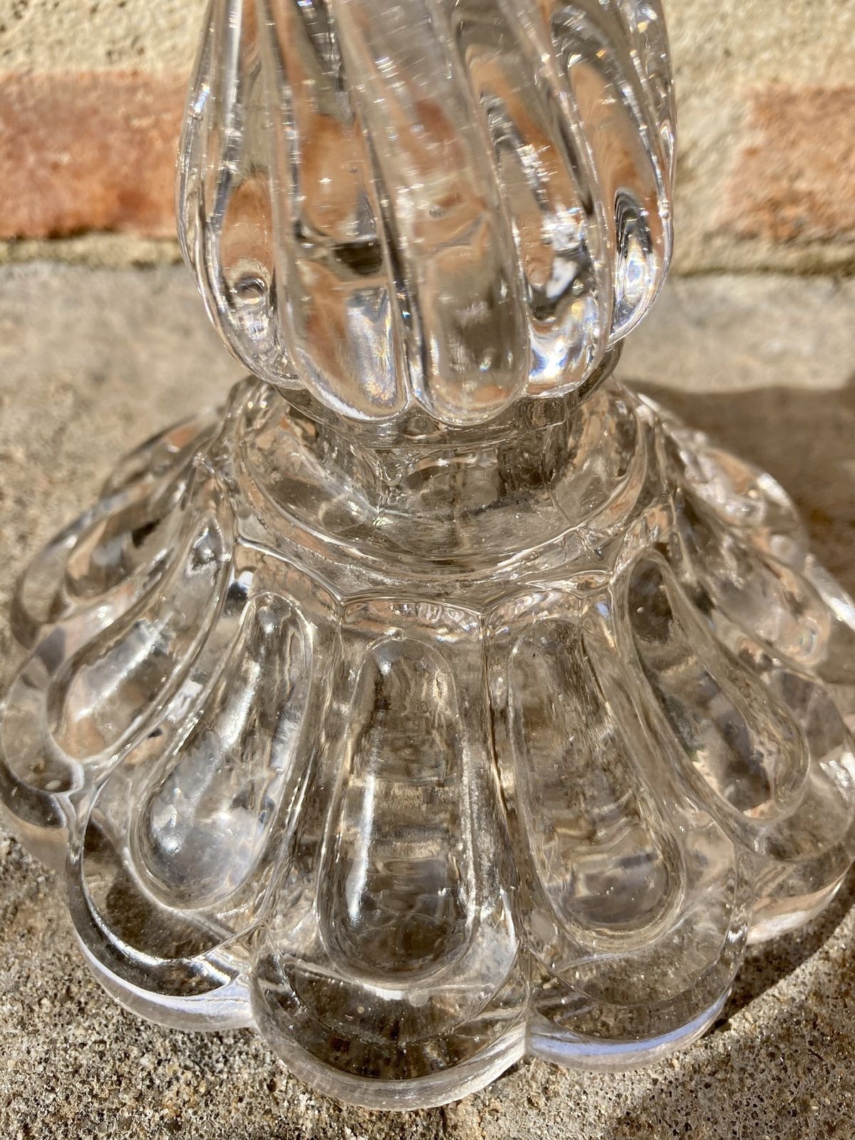 Late XIX Victorian Cut Glass Candle Holder In Brass From Cricklite Clarke Trade photo 936.0