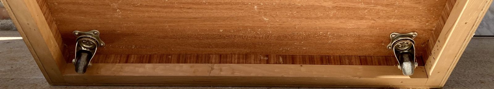 photo vintage Mid Century Modern French Walnut Marquetry Shelf , Circa 1950