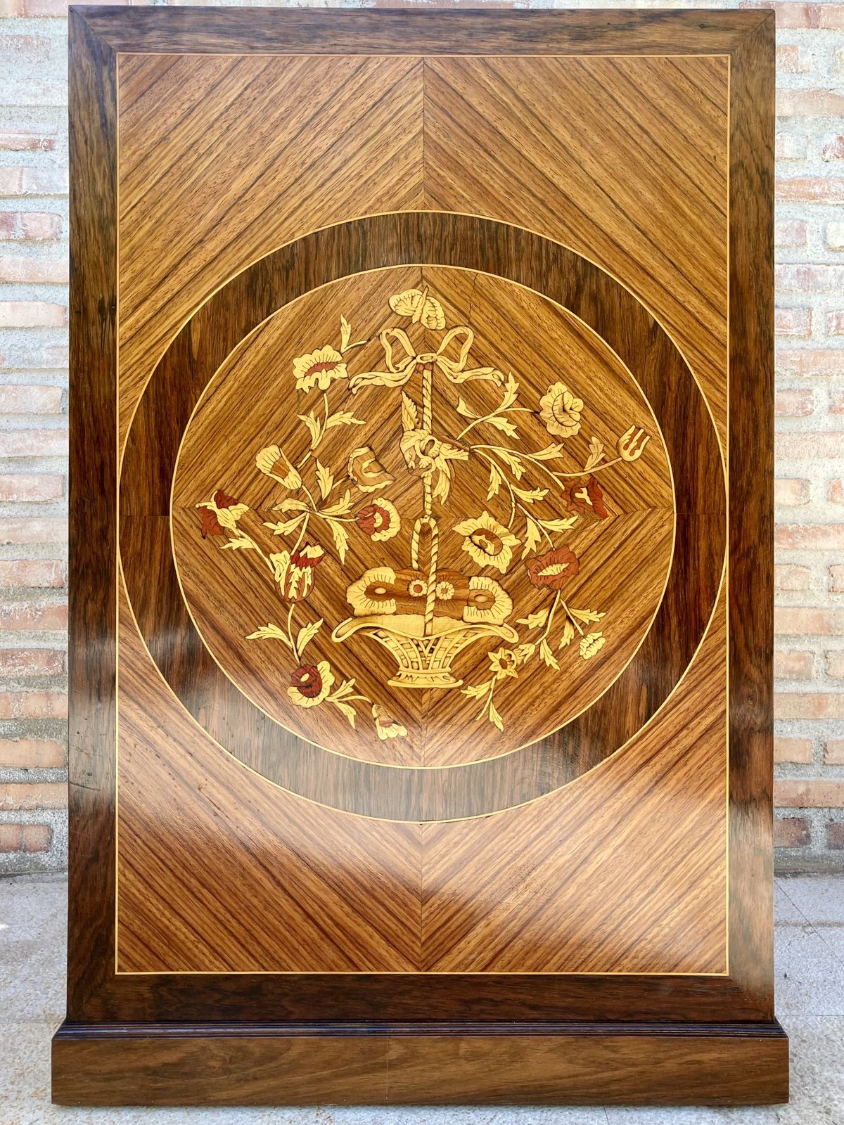 photo vinterior Mid Century Modern French Walnut Marquetry Shelf , Circa 1950