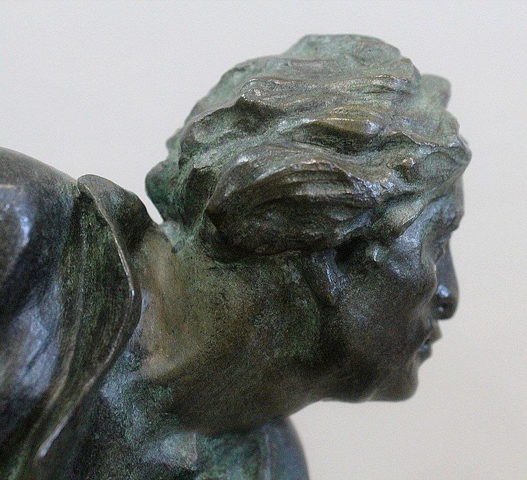 Bronze With Green Patina, "The Boules Player"   Early 20th Century photo vintage